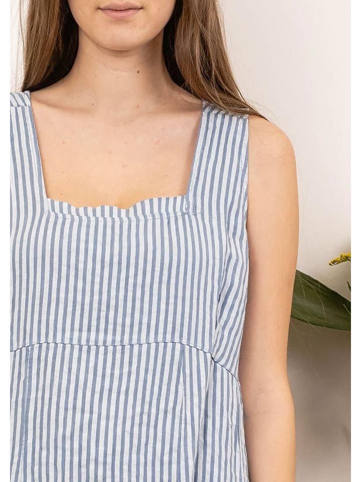 la maison des fibres naturelles - Wholesale Dress - Women's - Sleeveless striped dress 6223stripe 100%LINEN