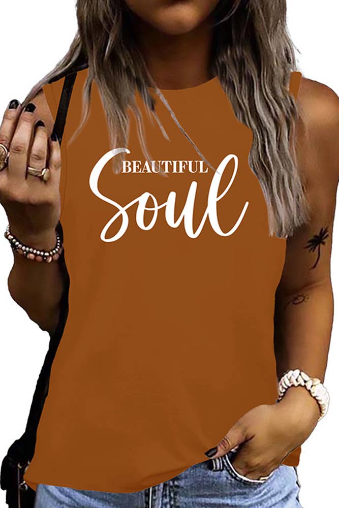 UNISHE - Wholesale Tank Top - Women's - Soul Beautiful Print Tank Top STC125C3194