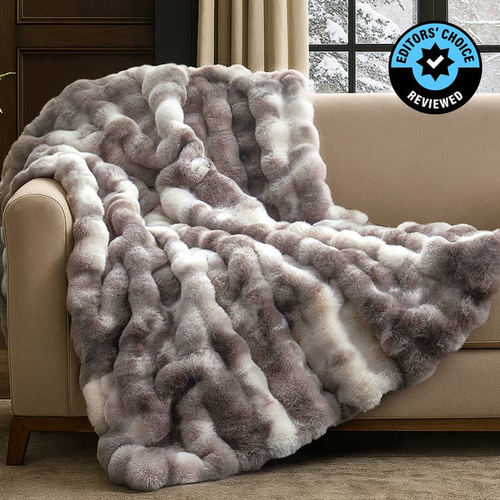 CB Luxurious Faux Fur Bubble Throw Blankets, Tie-dye Color for wholesale by DreamValley