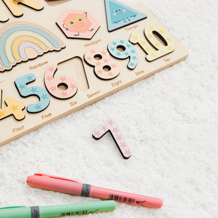 Board with shapes and numbers for wholesale by Busy Puzzle