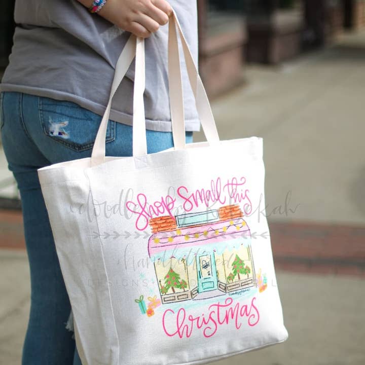 Shop Small This Christmas Tote for wholesale by Doodles By Rebekah