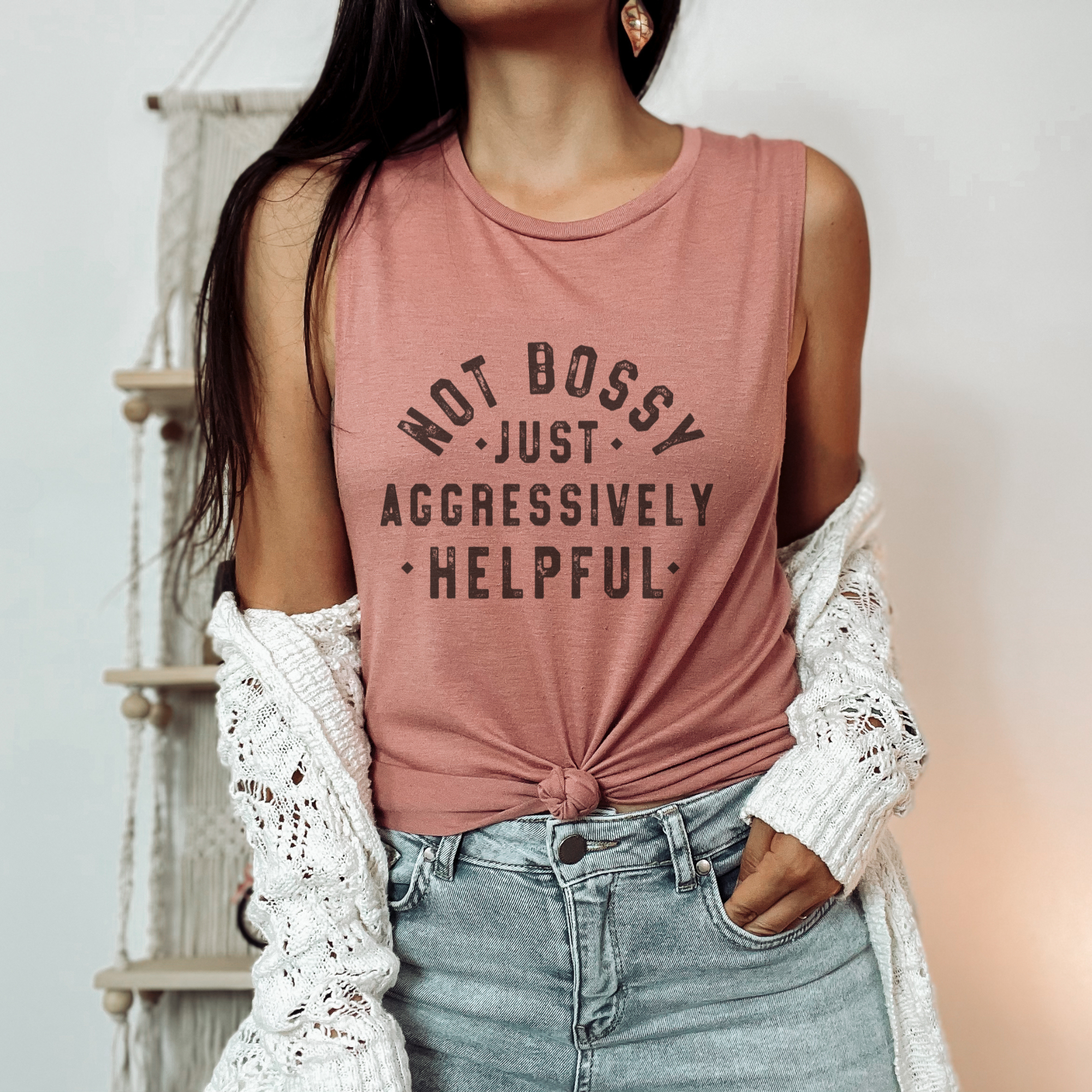 Trendznmore - Modern Graphic Apparel - Wholesale Tank Top - Women's - Not Bossy Just Aggressively Helpful BC Muscle Tank 4