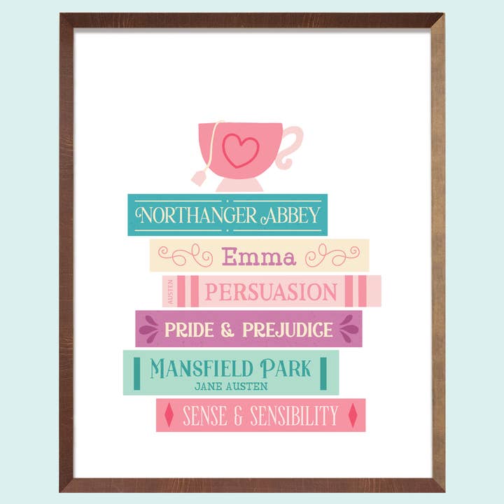 Jane Austen Book Stack Art Print for wholesale by Chapter & Craft Studio