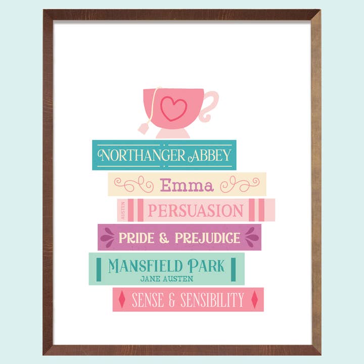 Impression artistique des livres de Jane Austen pour la vente par Chapter & Craft Studio