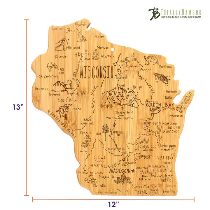 Totally Bamboo - Wholesale Cutting Board - Destination Wisconsin Cutting Board with Engraved Artwork5