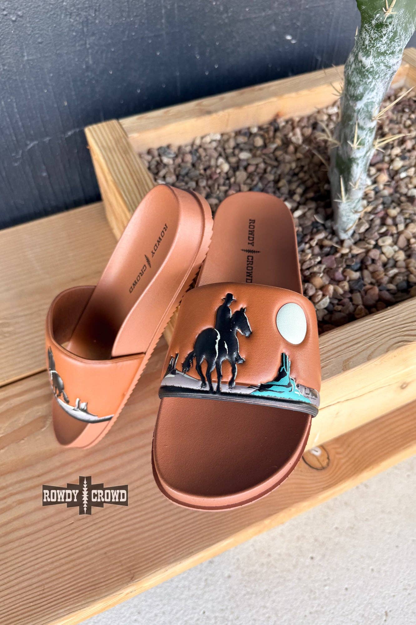 Rowdy Crowd Clothing - Wholesale Slides - Women's - BROWN Saddle Bum Slides2