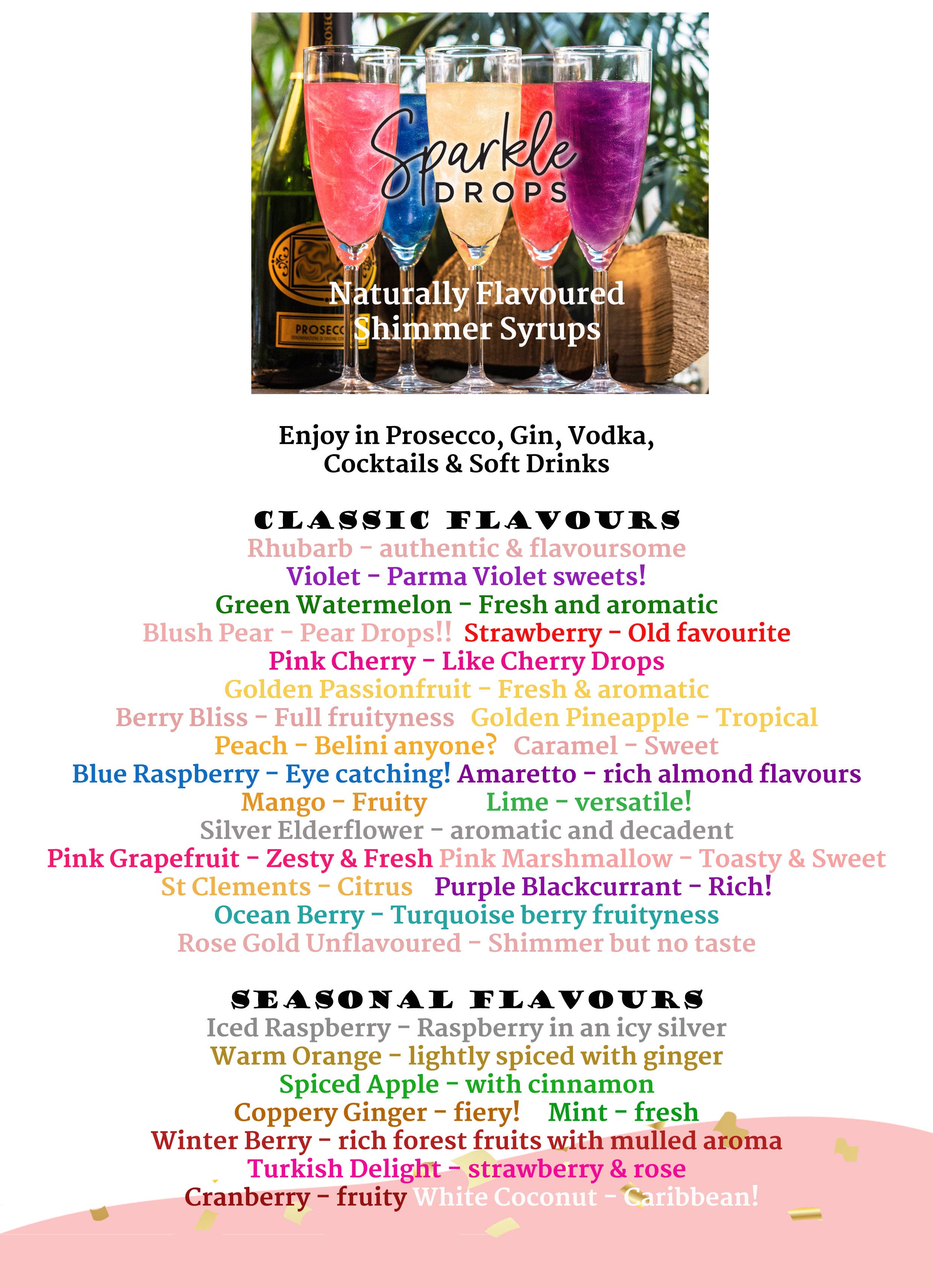 Sparkle Drops - Wholesale Cocktail Mix/Syrup - Sparkle Drops Shimmer Syrup 10ml - 6-8 servings, 25 Flavours27