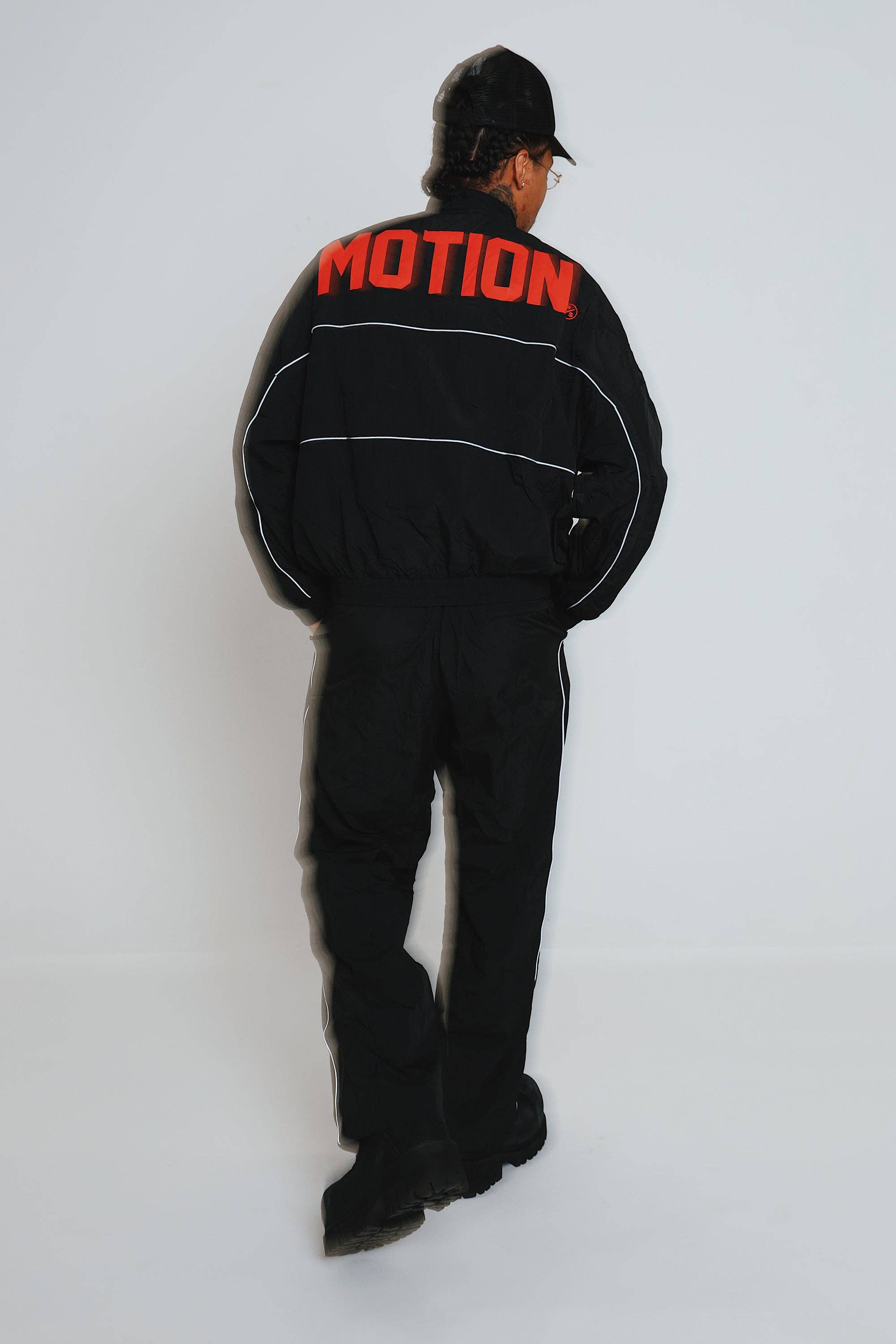 Black Red MOTION Nylon Pants (BRED) for wholesale on Faire14