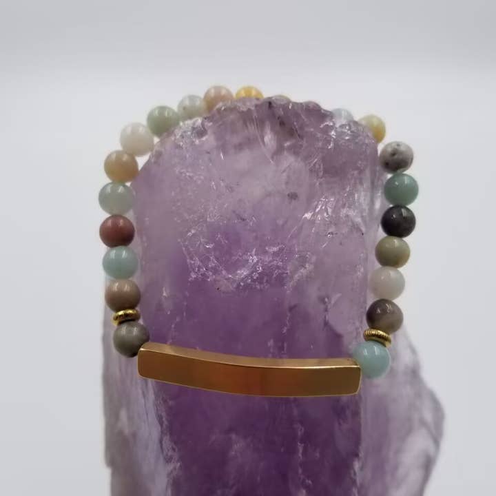 Böjd Bar Charm Semi Precious Pärlor Armband för wholesale av magnolia jewelry