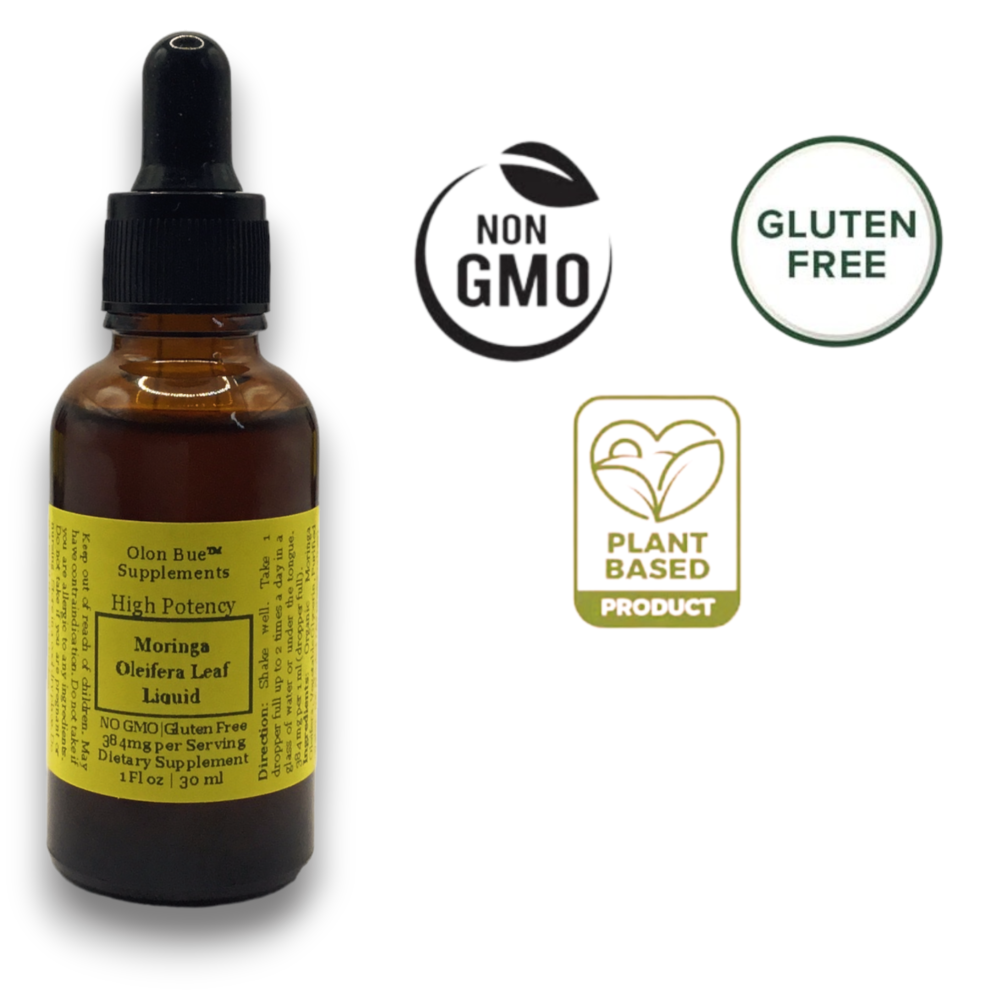 Olon Bue - Wholesale Tincture - Moringa (Moringa Oleifera) Leaf Liquid Extract Organic 1oz 6