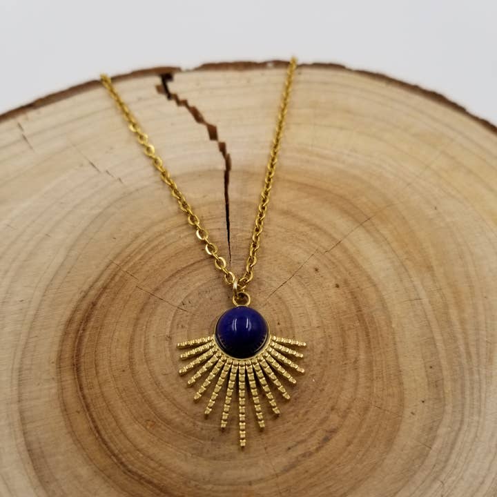 CHAKRA JEWELRY - Wholesale Pendant/Charm Necklace - Lapis Lazuli Sunburst Necklace1