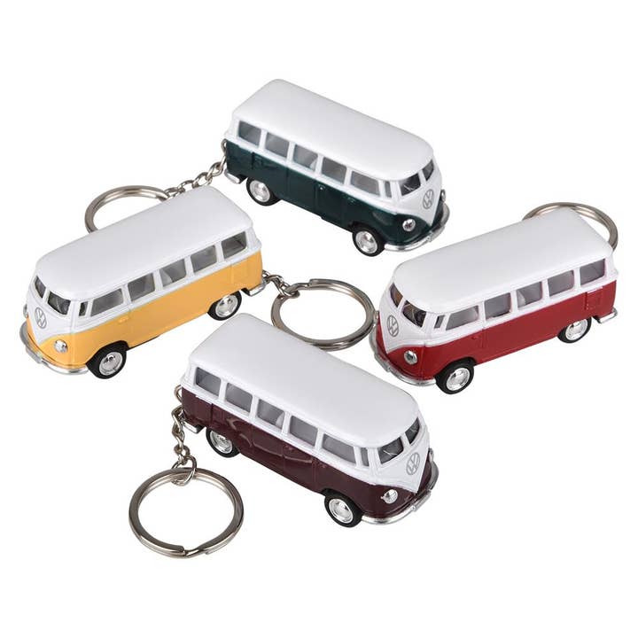 The Toy Network - Wholesale Keychain - Kids - 2.5" Diecast Pull Back 1962 VW Bus Keychain 12/Disp1