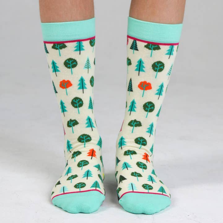 Kids' Cotton Crew Socks, Littles Trees for wholesale by Woven Pear