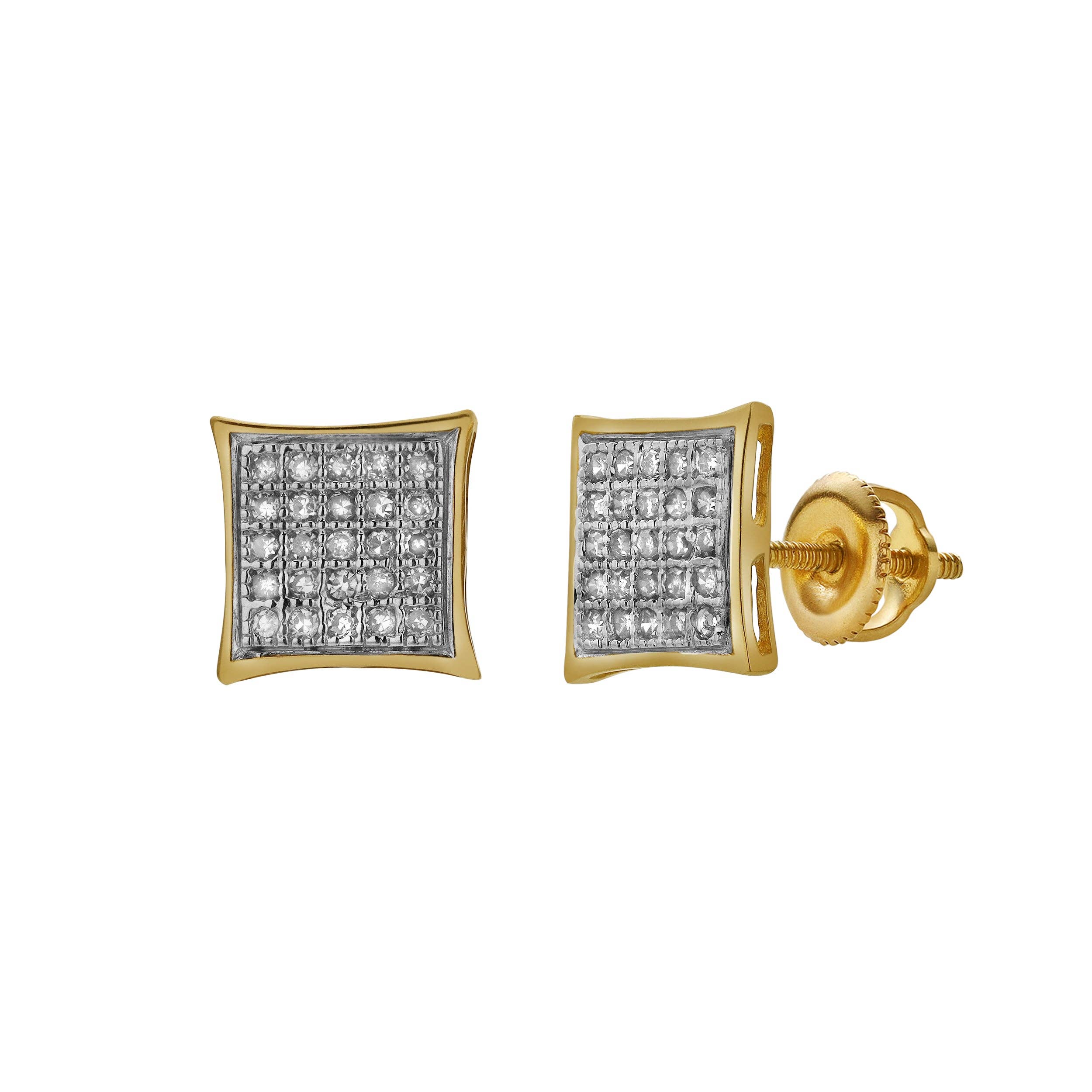 LuvMyJewelry (LMJ) - Wholesale Stud/Post Earrings - Tempero 10K Yellow Gold Diamond Unisex Earrings - 0.16 Cts0