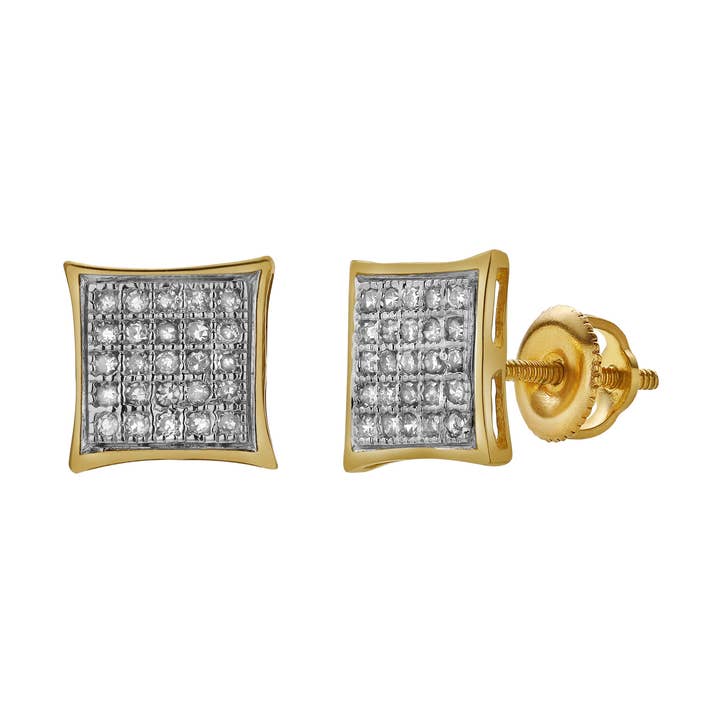LuvMyJewelry (LMJ) - Wholesale Stud/Post Earrings - Tempero 10K Yellow Gold Diamond Unisex Earrings - 0.16 Cts0