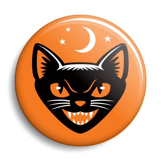 Monsterologist - Wholesale Lapel Pin/Button - Black Cat Halloween Button0