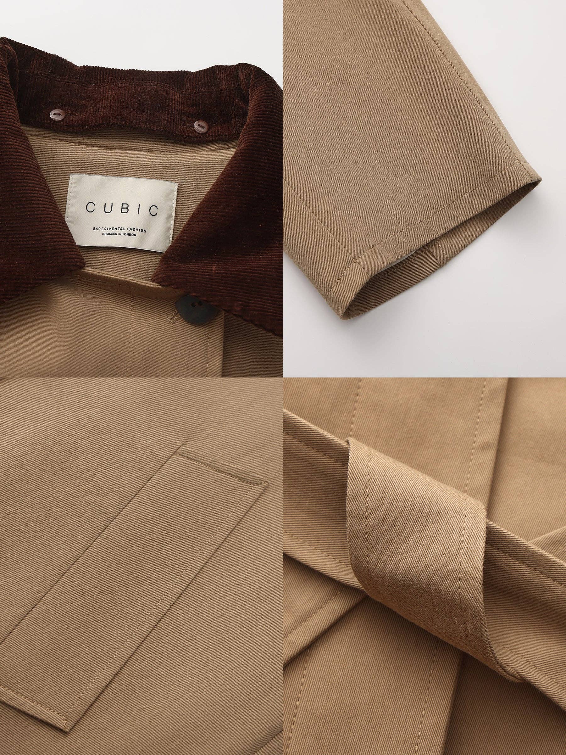 Caqui Gabardina clásica de línea larga con cuello clásico de venta al por mayor en Faire8