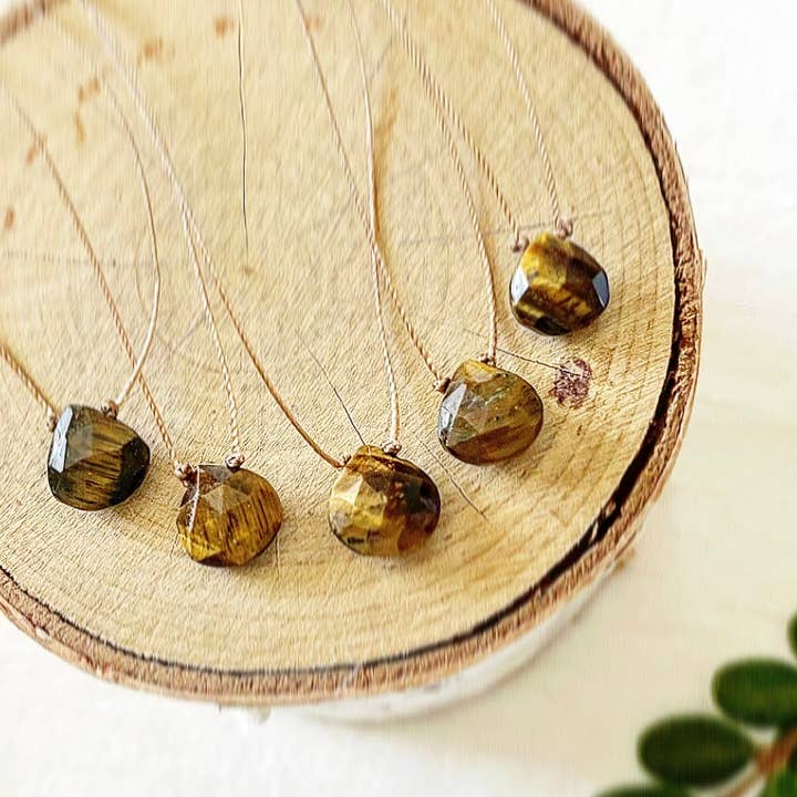 Merelani Designs - Wholesale Pendant/charm necklace - Tigers Eye Faceted Teardrop Gemstone Necklace7