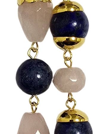 Bracciale incatenato quarzo rosa e lapis for wholesale by L'OFFICIEL SRL