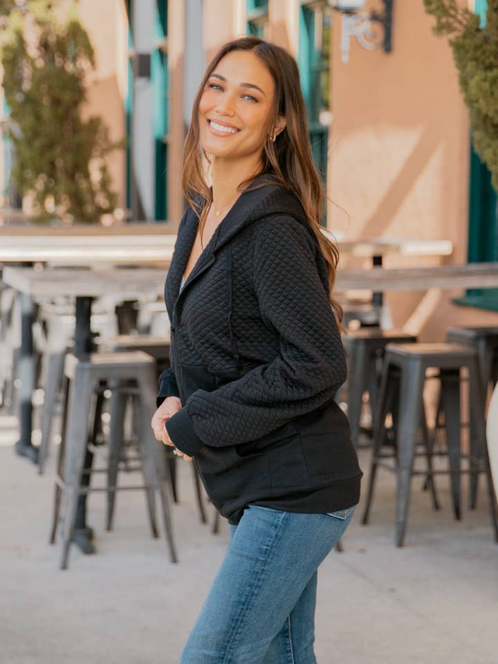 Tickled Teal - Wholesale Hoodie - Women's - Contrast Quilted Zip Up Hoodie17