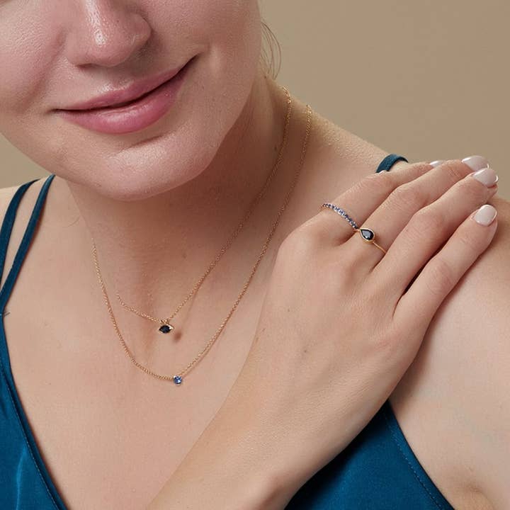 Mabel Chong - Wholesale Pendant/Charm Necklace - Peekaboo Sapphire Necklace1