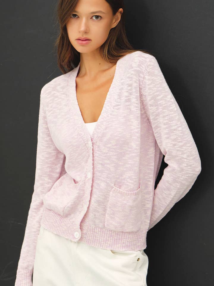 COTTON SLUB BUTTON UP CARDIGAN for wholesale by Be Cool