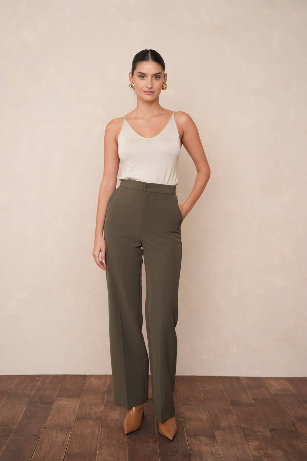 Attentif Paris - Vente Pantalon – femme - [Timeless] Pantalon unie coupe droite36