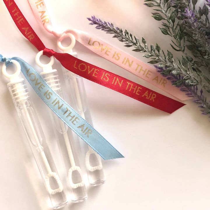 “Love is in the Air” Assembled Wedding Bubbles for wholesale by Add Ribbons Co.