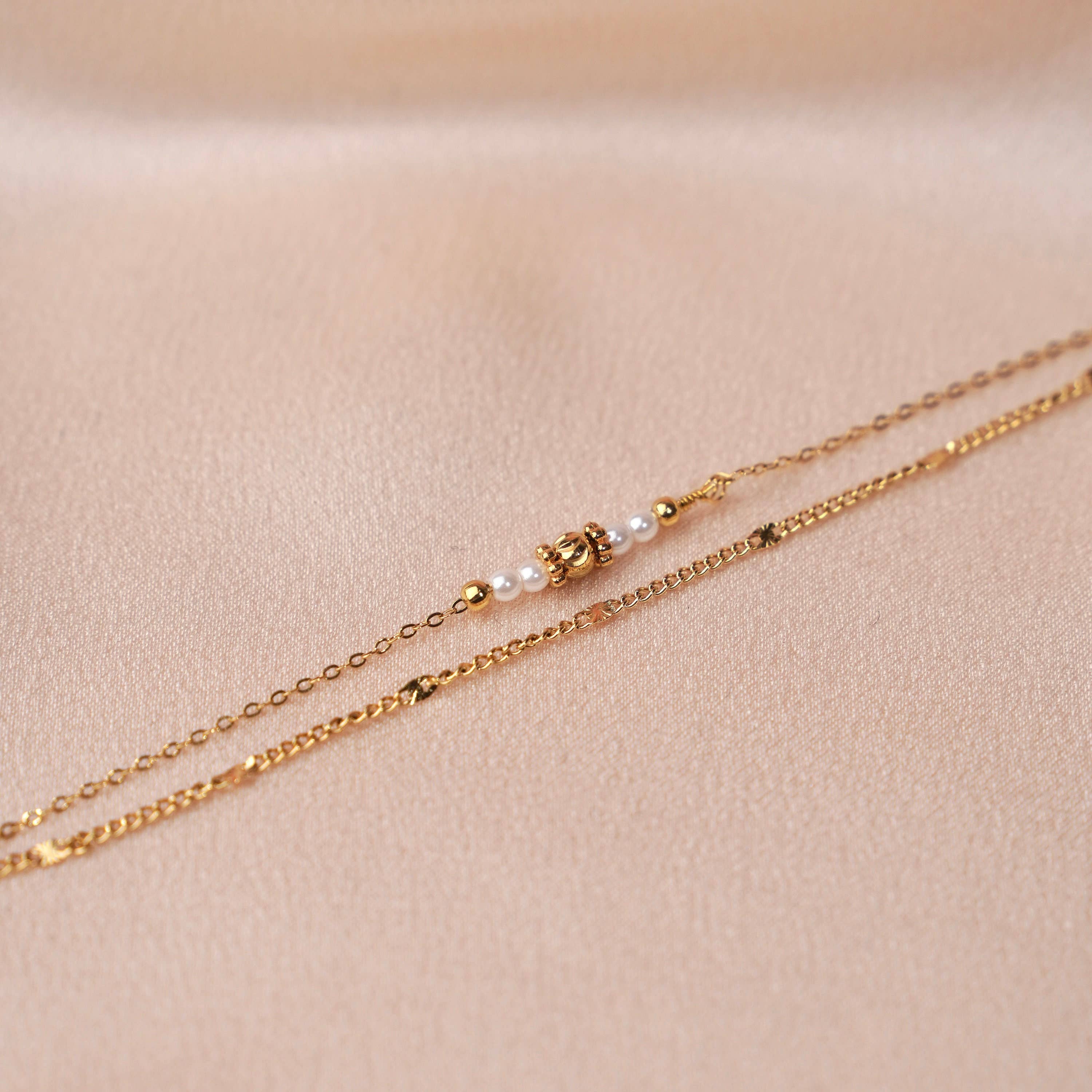 Victoire Collection - Wholesale Beaded Bracelet - Double white pearl bracelet1