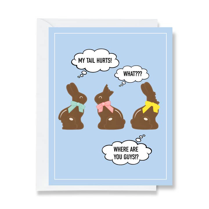 Carte de vœux Lapins en chocolat pour la vente par Ink & Attitude Stationery Company LLC