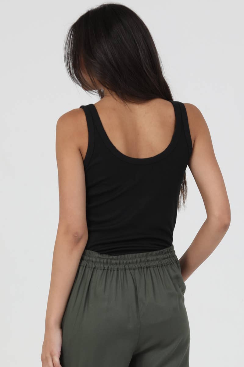 ANGIE - Wholesale Tank Top - Women's - X2DF9-ASIS NOTCH NECK RIB KNIT TANK TOP19