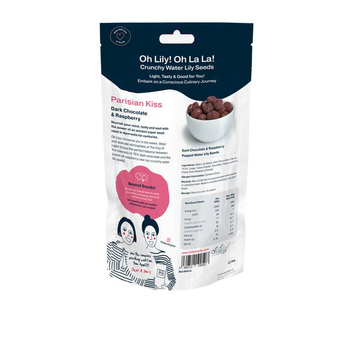 Oh Lily! snacks – wholesale Chocolate-covered sweets – Dark chocolate and raspberry crunchy vegan snacks