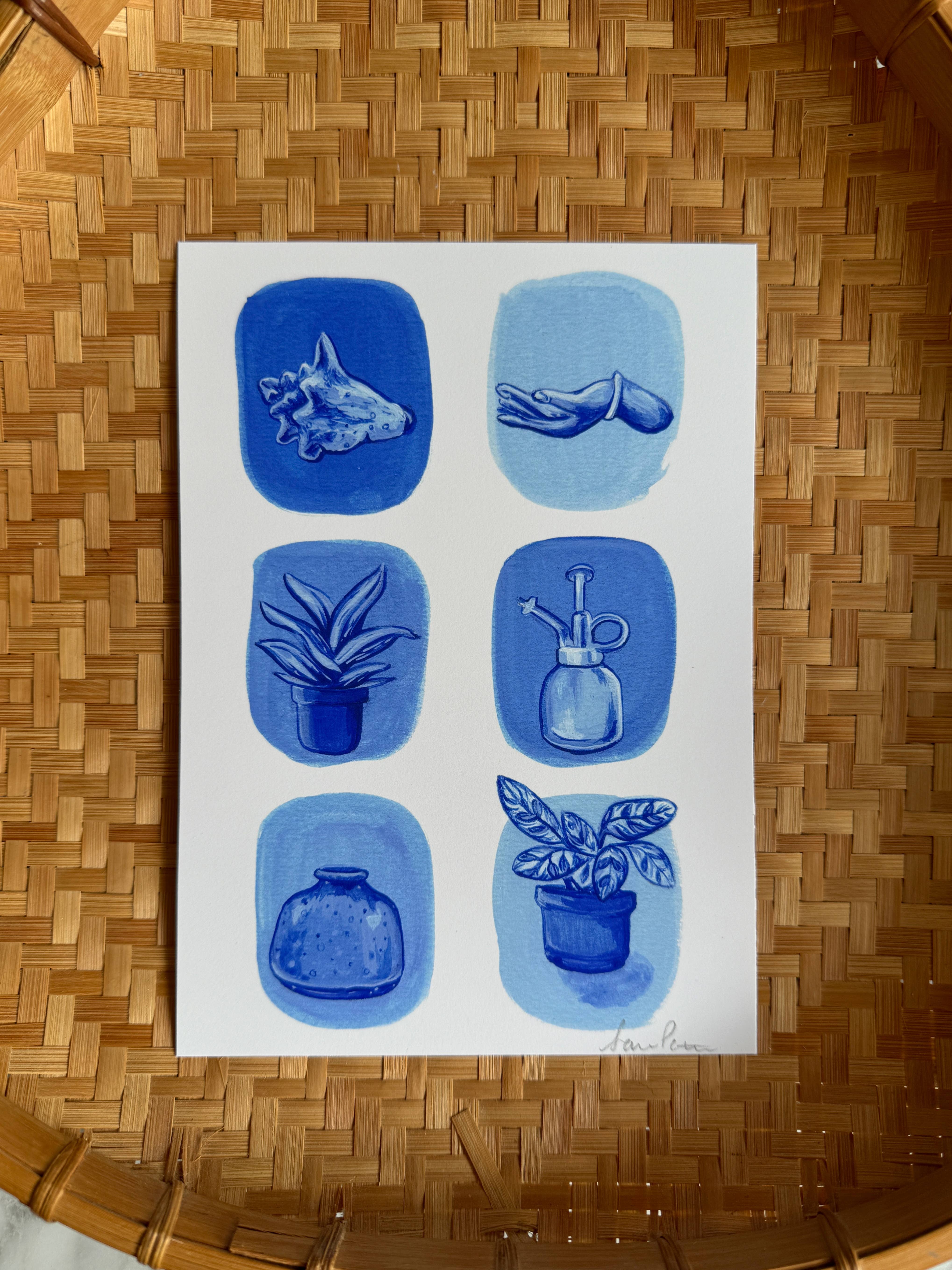 Sara Elands Peterman - Wholesale Art Print - "Blue Treasures" Giclée Print - 5"x7"3