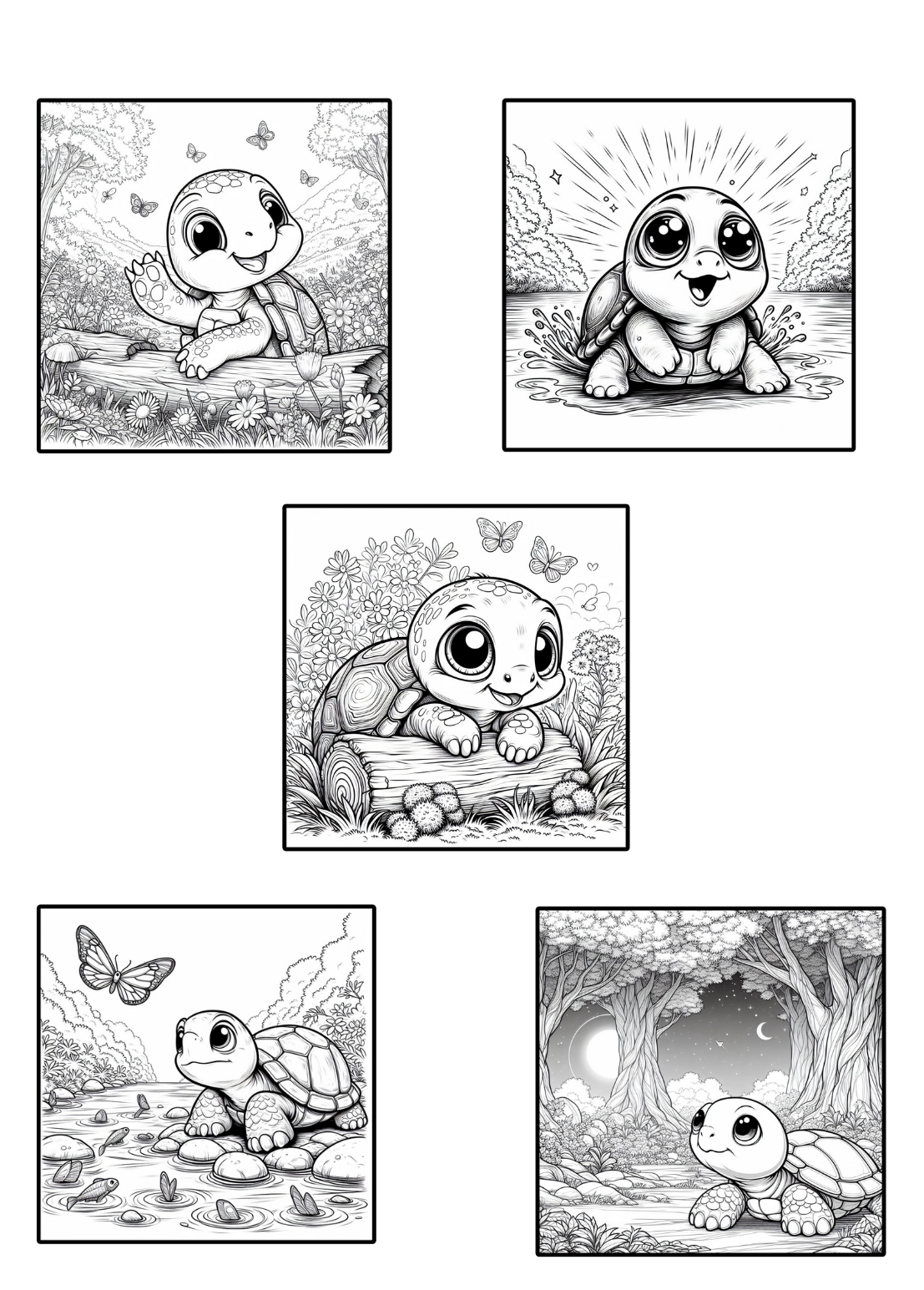 Mystical Monkey Toes - Vendita all'ingrosso Libro da colorare e attività - Adulti - Adorabili fogli da colorare con tartarughe e pastelli impilabili2