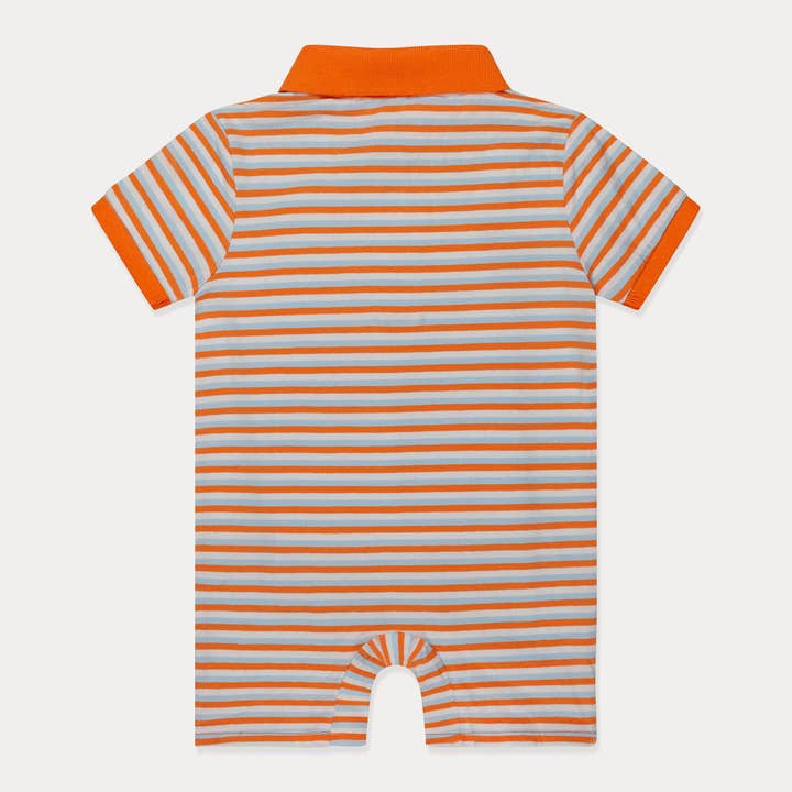 Orange Stripes Short Sleeve Romper Baby Boy Summer Romper, Baby Shortall for wholesale on Faire1