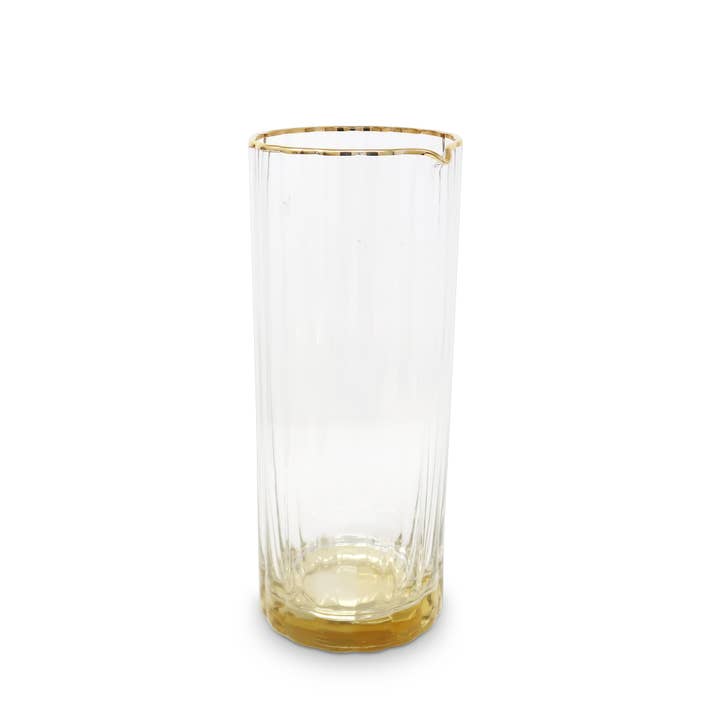 CLASSIC TOUCH DECOR INC. - Wholesale Pitcher - Glass Optic Pitcher with Gold Base and Rim, 9.75"H