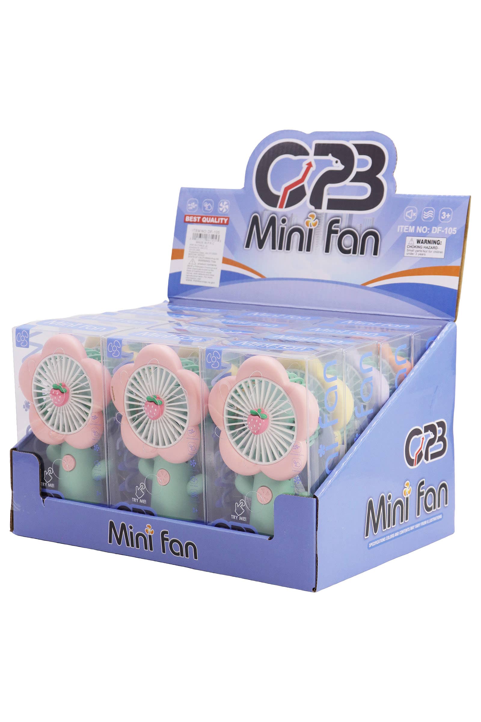 DIVERSE Bärbar elektrisk handfläkt med pastellfärgade blomblad och fruktmotiv för wholesale på Faire1