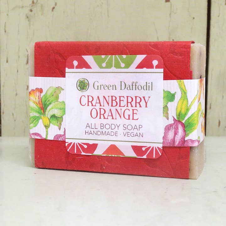 Green Daffodil Bath & Body - Wholesale Soap Set - Cranberry Orange Soap & Washcloth Gift Set - Christmas2
