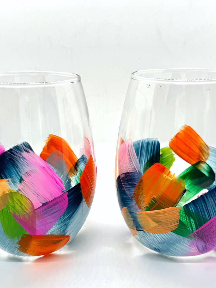 Summer | Party | Wine Glasses | Celebrate | Confetti | Style for wholesale by Heather Eck Artist LLC