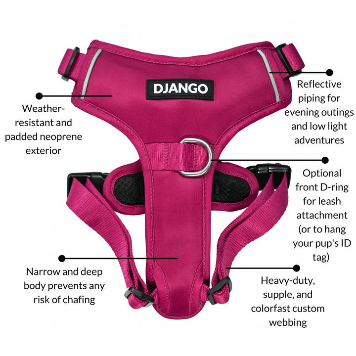 DJANGO - Wholesale Pet Harness - Dog - Tahoe No Pull Dog Harness - Hibiscus Pink3