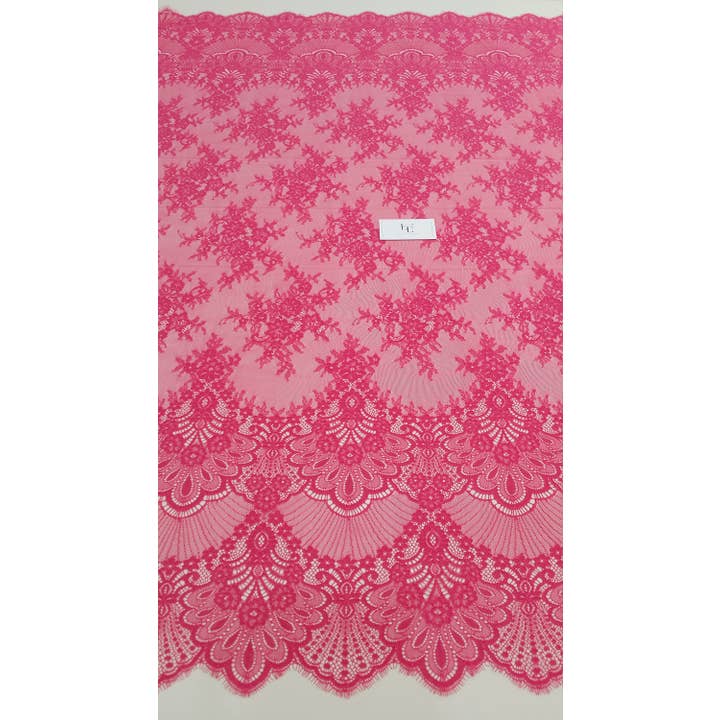 Fuchsia Pink Lace Fabric, Chantilly Lace, Bridal Lace for wholesale on Faire4