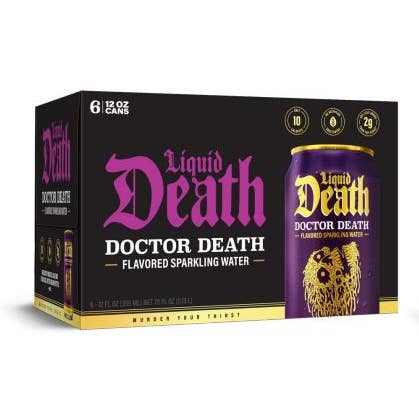 Grandpa Joe's Candy Shop - Wholesale Sparkling Water - Liquid Death Sparkling Water, Doctor Death, 12oz Can, 6ct
