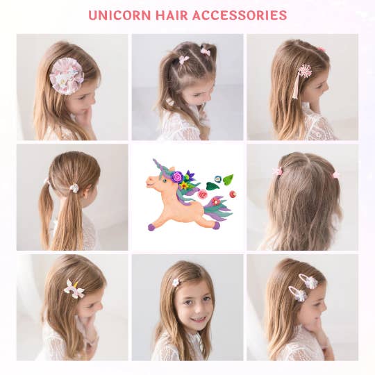 Jenn & Joos - Vendita all'ingrosso Set di accessori per capelli - Bambini - Simpatici accessori per capelli con unicorno, mollette per capelli piccole, 8 pezzi