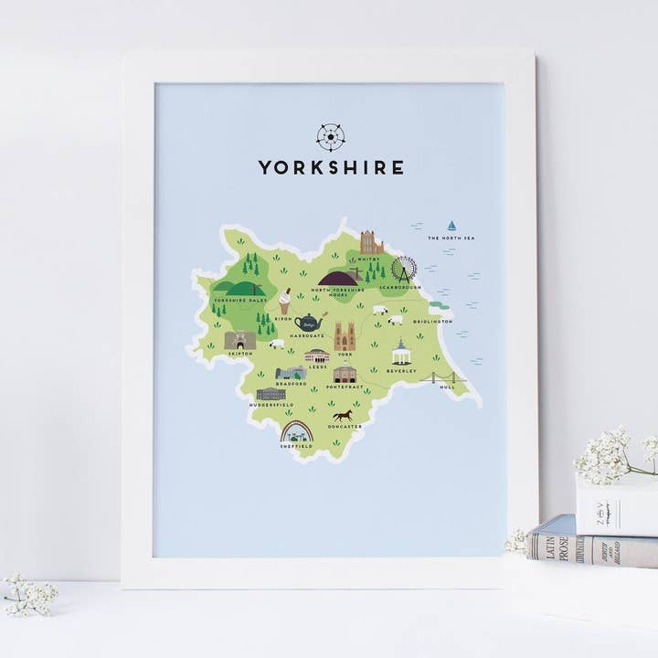 Mappa Yorkshire per la vendita all'ingrosso da parte di Pepper Pot Studios