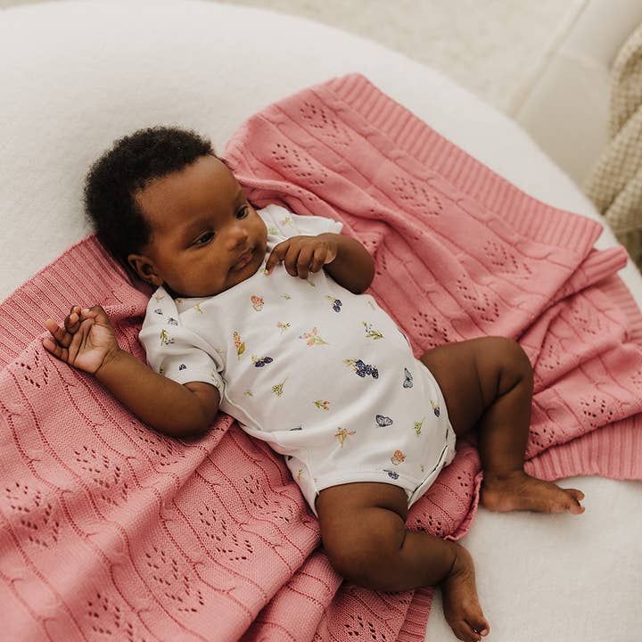 BERRIES & BUTTERFLIES ORGANIC COTTON SHORT SLEEVE BODYSUIT for wholesale by Emotion & Kids