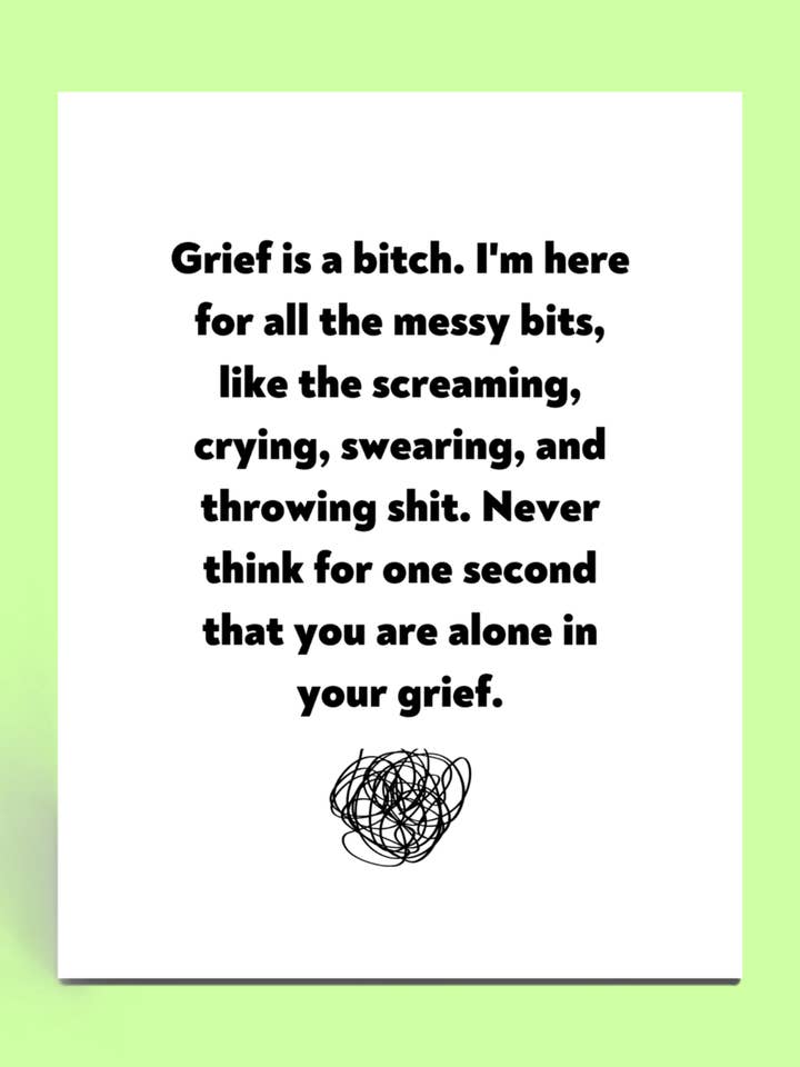 Grief is a Bitch Card for wholesale by Cards o' Glee LLC