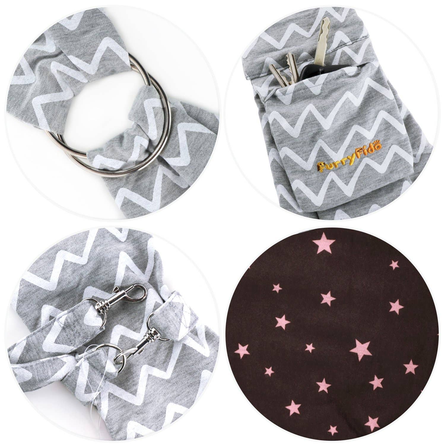 Furry Fido Pet Supplies - Wholesale Pet Carrier - Cat/Dog - Furry Fido Chevron Grey Adjustable Pocket Pet Sling9