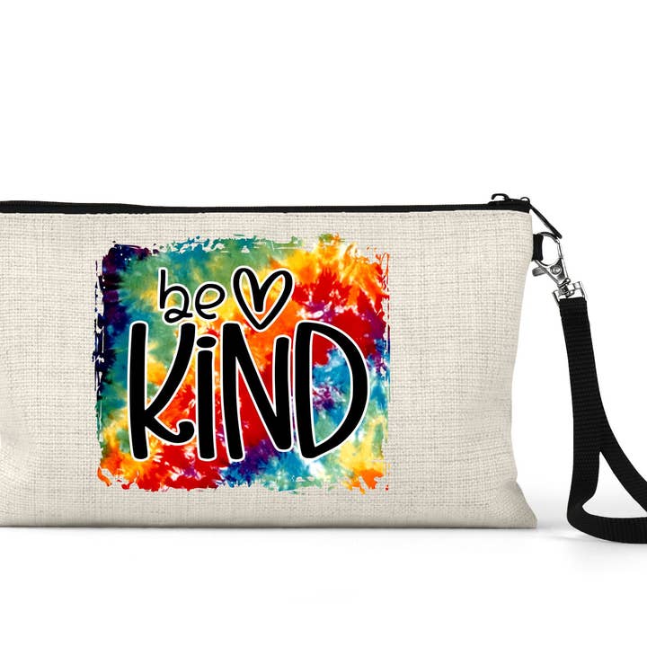 Be Kind Zippered Linen Wristlet for wholesale by Shades Jewelry & Gifts