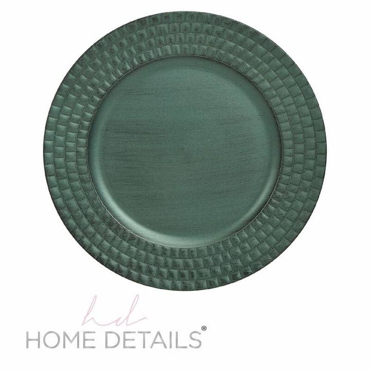 Luxe Party - Wholesale Charger Plate - 13" Hunter Green Weaved Round Plastic Charger Plate | 1 Charger