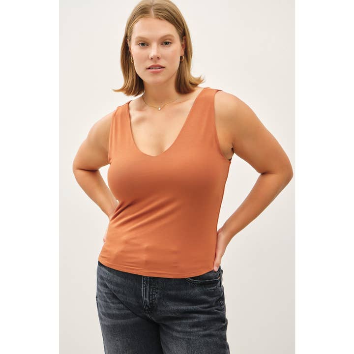 Curve Market - Wholesale Tank Top - Women's - PLUS SIZE DOUBLE LINED V NECK TANK TOP